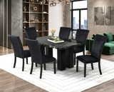 Oslo Onyx Black 7-Piece Faux Marble Dining Set by Happy Homes at Eve Furniture