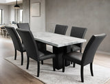 Oslo PU Black Faux Marble 7-Piece Dining Room Set by Happy Homes at Eve Furniture