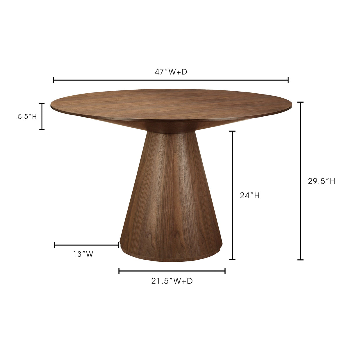 Otago Walnut 47In Round Dining Table by Moe's Home at Eve Furniture