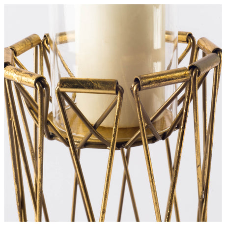 Othello I Tall Antiqued Brass Metal Table Candle Holder by Mercana at Eve Furniture
