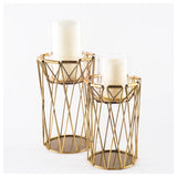 Othello I Tall Antiqued Brass Metal Table Candle Holder by Mercana at Eve Furniture