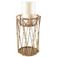 Othello I Tall Antiqued Brass Metal Table Candle Holder by Mercana at Eve Furniture