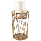 Othello I Tall Antiqued Brass Metal Table Candle Holder by Mercana at Eve Furniture