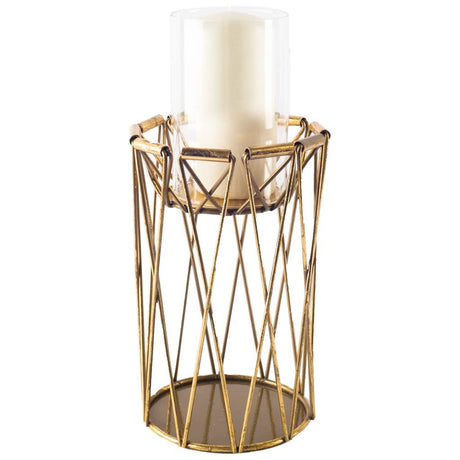 Othello I Tall Antiqued Brass Metal Table Candle Holder by Mercana at Eve Furniture