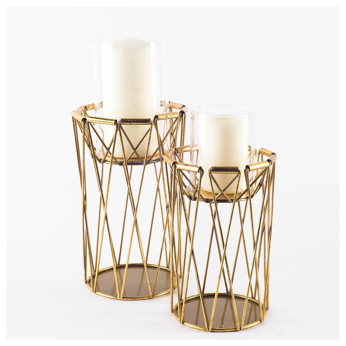 Othello II Short Antiqued Brass Metal Table Candle Holder by Mercana at Eve Furniture