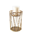 Othello II Short Antiqued Brass Metal Table Candle Holder by Mercana at Eve Furniture