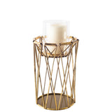 Othello II Short Antiqued Brass Metal Table Candle Holder by Mercana at Eve Furniture