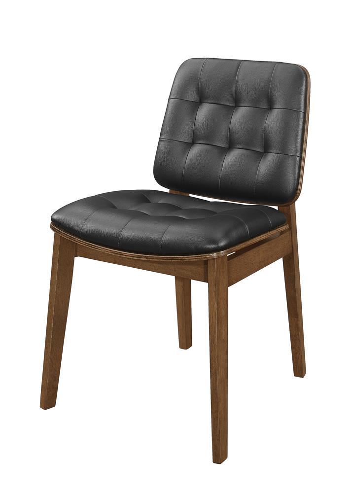 Otterson Natural Walnut/Black Tufted Back Side Chairs, Set of 2 by Coaster at Eve Furniture