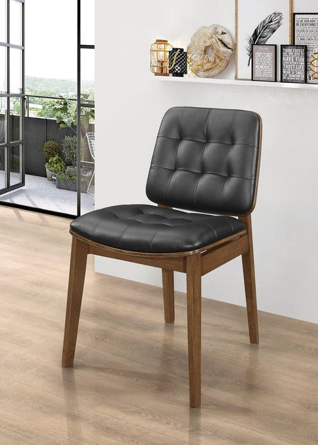 Otterson Natural Walnut/Black Tufted Back Side Chairs, Set of 2 by Coaster at Eve Furniture