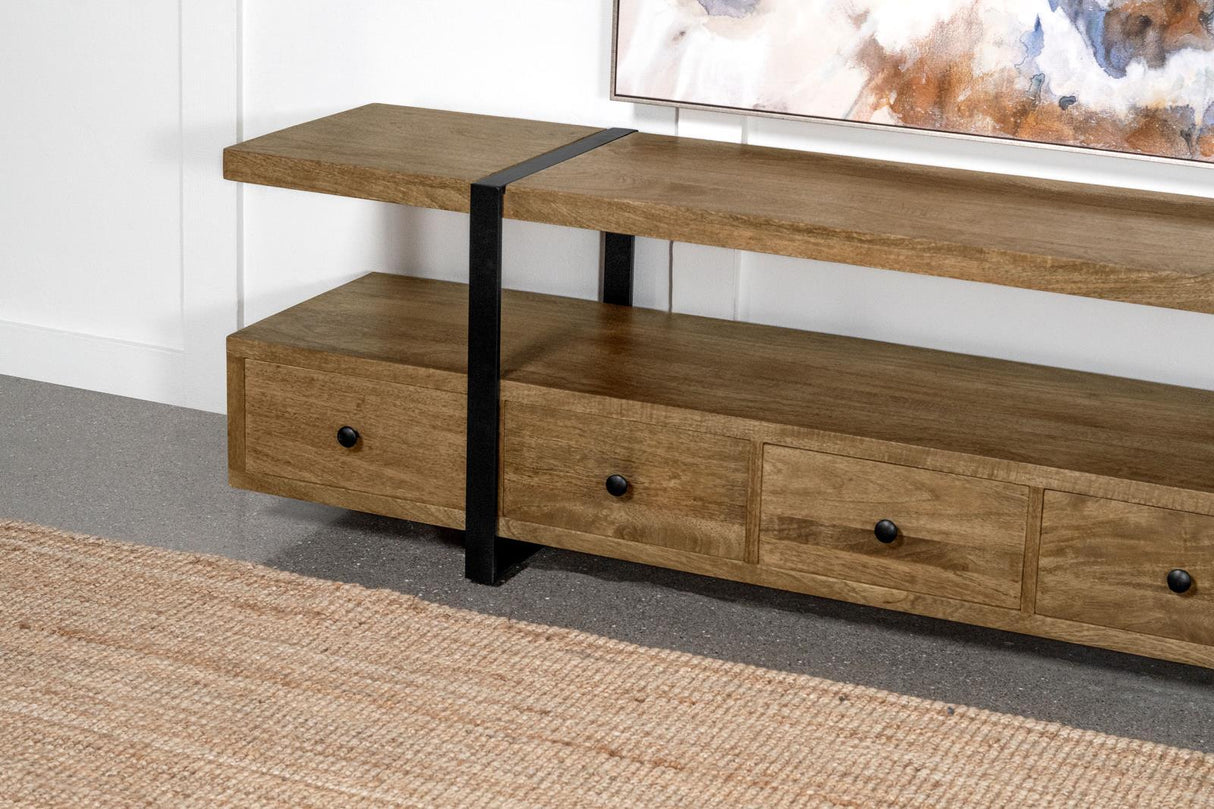 Otto Brown and Gunmetal 4-drawer Solid Wood 70" TV Stand by Coaster at Eve Furniture