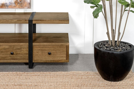 Otto Brown and Gunmetal 4-drawer Solid Wood 70" TV Stand by Coaster at Eve Furniture