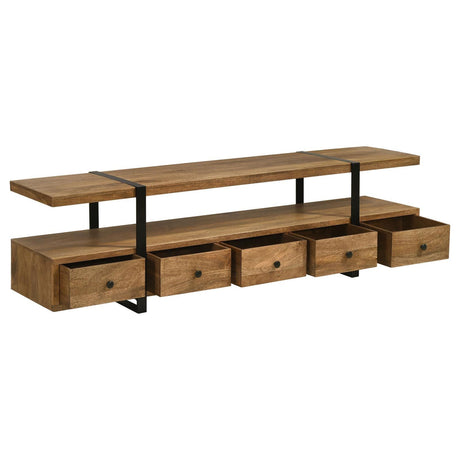 Otto Brown and Gunmetal 4-drawer Solid Wood 70" TV Stand by Coaster at Eve Furniture