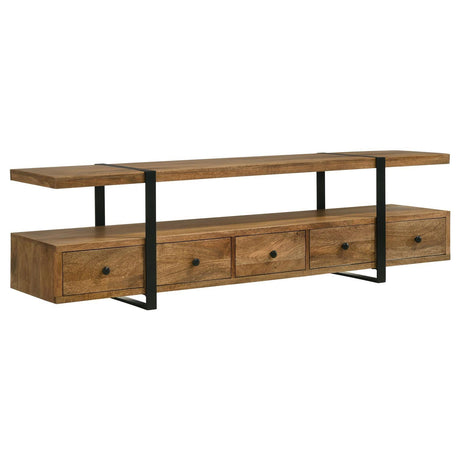 Otto Brown and Gunmetal 4-drawer Solid Wood 70" TV Stand by Coaster at Eve Furniture