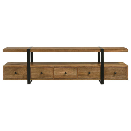 Otto Brown and Gunmetal 4-drawer Solid Wood 70" TV Stand by Coaster at Eve Furniture