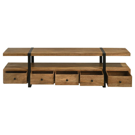 Otto Brown and Gunmetal 4-drawer Solid Wood 70" TV Stand by Coaster at Eve Furniture
