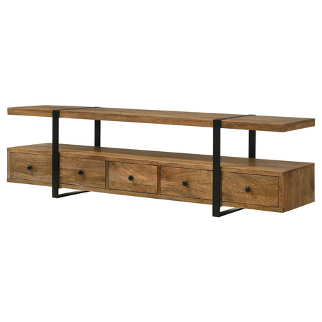 Otto Brown and Gunmetal 4-drawer Solid Wood 70" TV Stand by Coaster at Eve Furniture