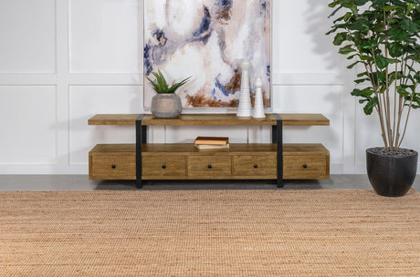 Otto Brown and Gunmetal 4-drawer Solid Wood 70" TV Stand by Coaster at Eve Furniture
