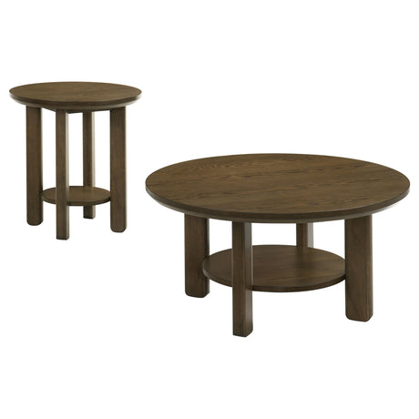 Ottowa Brown 2-Piece Round Wood Coffee Table Set by Coaster at Eve Furniture