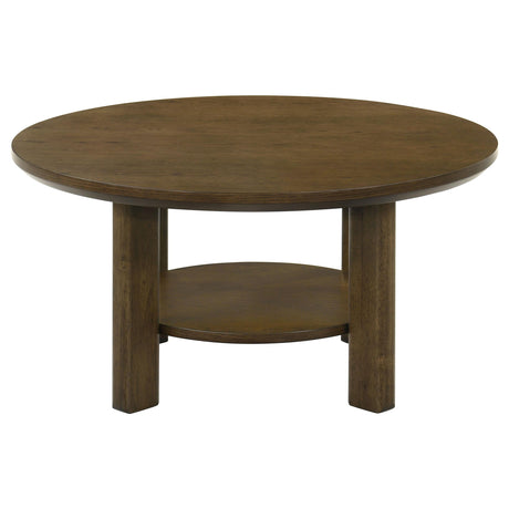 Ottowa Brown 2-Piece Round Wood Coffee Table Set by Coaster at Eve Furniture