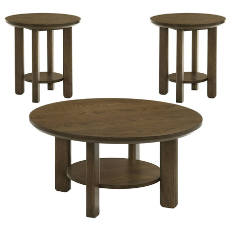 Ottowa Brown 3-Piece Round Wood Coffee Table Set by Coaster at Eve Furniture