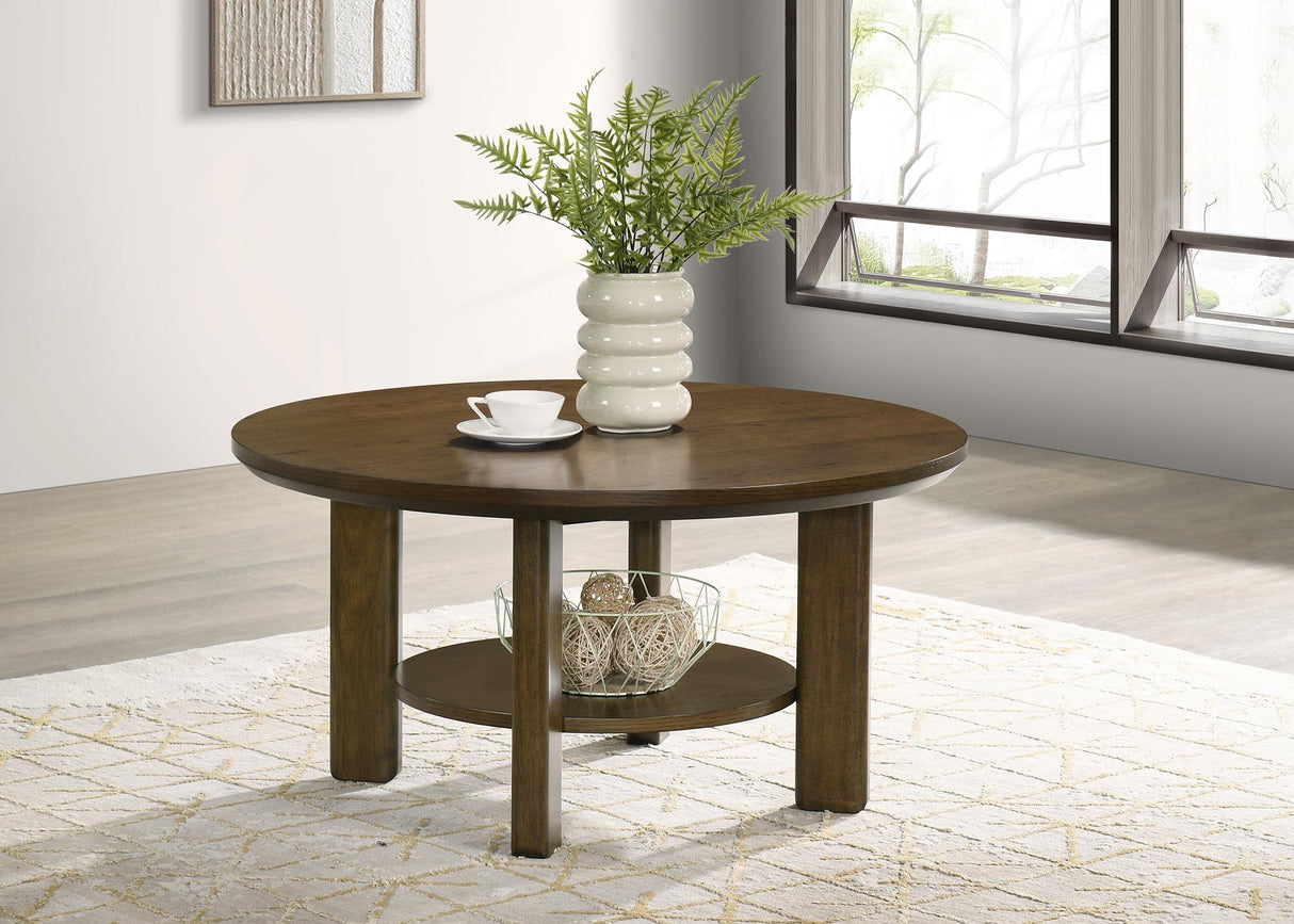 Ottowa Brown 36-inch Round Wood Cocktail Coffee Table by Coaster at Eve Furniture