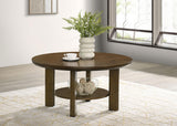 Ottowa Brown 36-inch Round Wood Cocktail Coffee Table by Coaster at Eve Furniture
