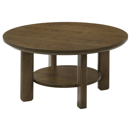 Ottowa Brown 36-inch Round Wood Cocktail Coffee Table by Coaster at Eve Furniture