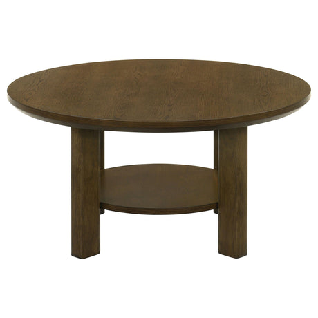 Ottowa Brown 36-inch Round Wood Cocktail Coffee Table by Coaster at Eve Furniture