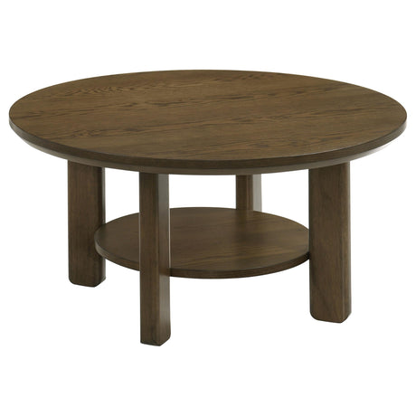 Ottowa Brown 36-inch Round Wood Cocktail Coffee Table by Coaster at Eve Furniture