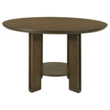 Ottowa Brown Round Wood Dining Table with Shelf by Coaster at Eve Furniture