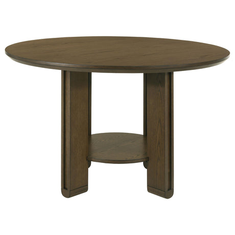 Ottowa Brown Round Wood Dining Table with Shelf by Coaster at Eve Furniture
