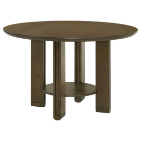 Ottowa Brown Round Wood Dining Table with Shelf by Coaster at Eve Furniture