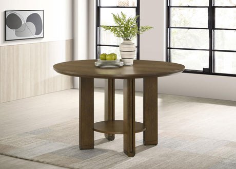 Ottowa Brown Round Wood Dining Table with Shelf by Coaster at Eve Furniture