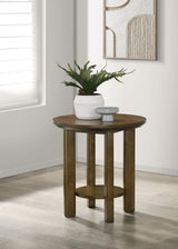 Ottowa Brown Round Wood Side End Table with Shelf by Coaster at Eve Furniture