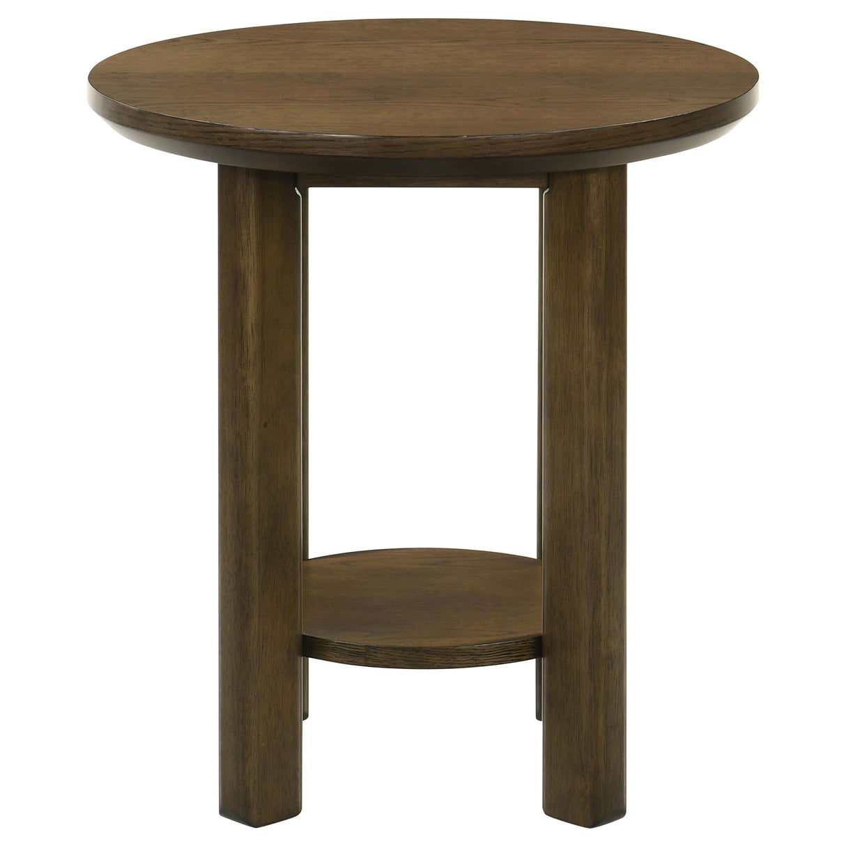 Ottowa Brown Round Wood Side End Table with Shelf by Coaster at Eve Furniture