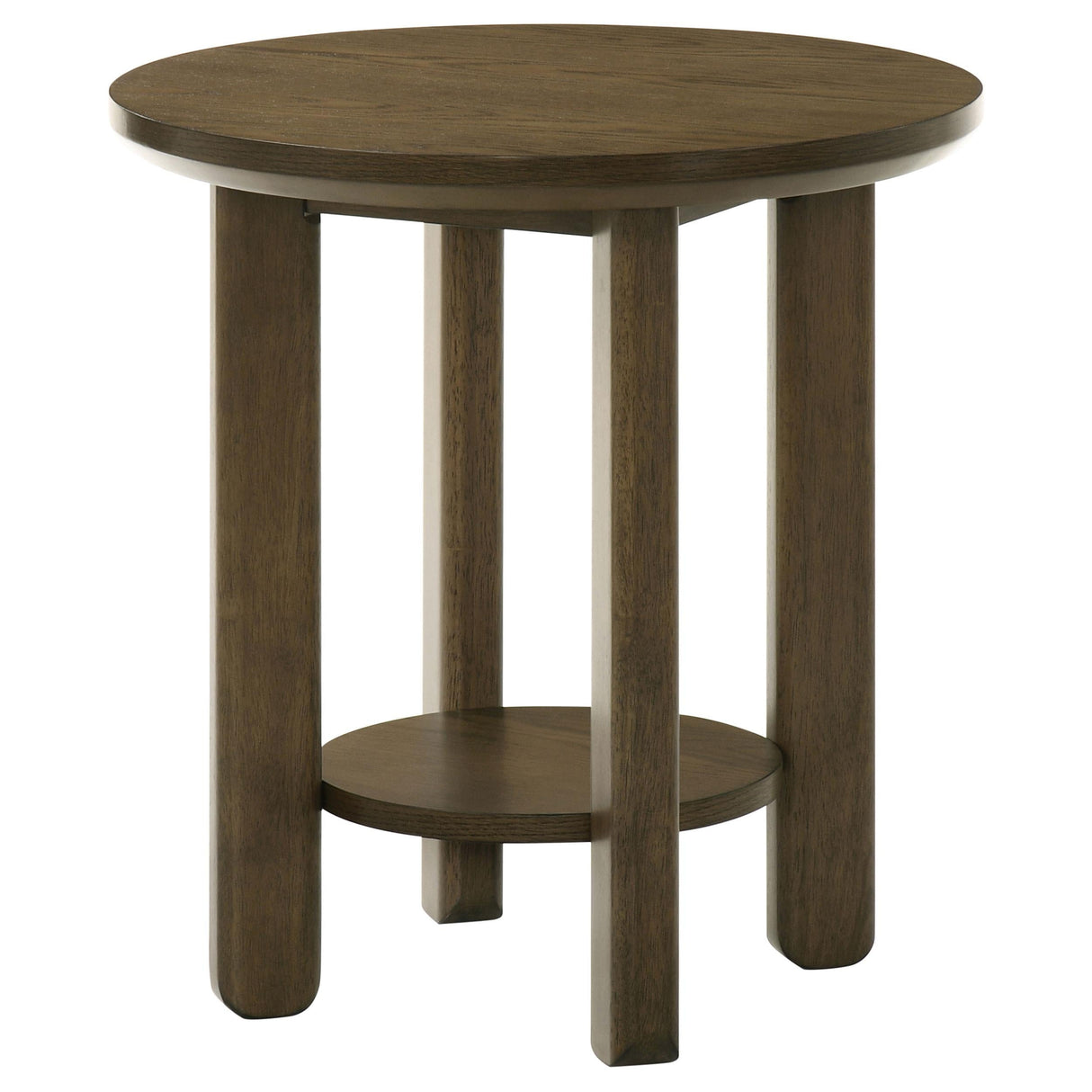 Ottowa Brown Round Wood Side End Table with Shelf by Coaster at Eve Furniture