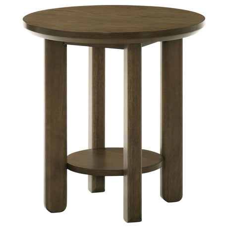 Ottowa Brown Round Wood Side End Table with Shelf by Coaster at Eve Furniture