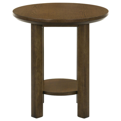 Ottowa Brown Round Wood Side End Table with Shelf by Coaster at Eve Furniture