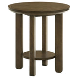 Ottowa Brown Round Wood Side End Table with Shelf by Coaster at Eve Furniture