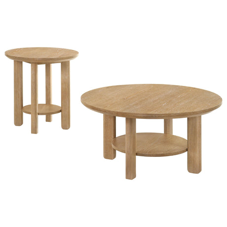 Ottowa Light Oak 2-Piece Round Wood Coffee Table Set by Coaster at Eve Furniture