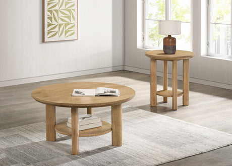 Ottowa Light Oak 2-Piece Round Wood Coffee Table Set by Coaster at Eve Furniture