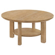Ottowa Light Oak 36-inch Round Wood Cocktail Coffee Table by Coaster at Eve Furniture