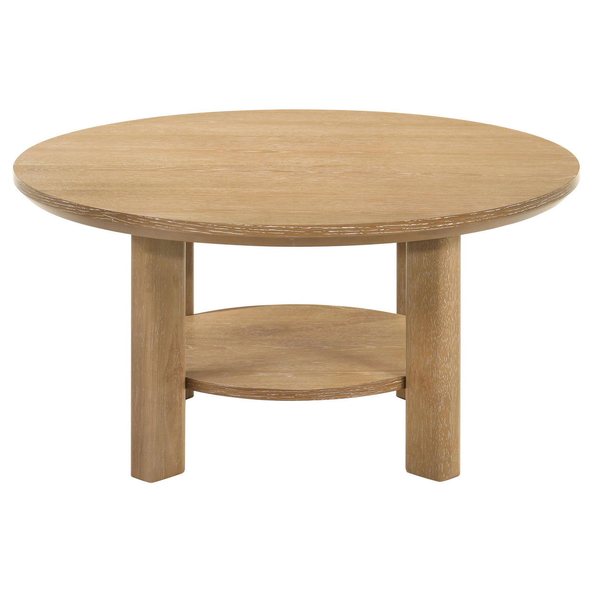 Ottowa Light Oak 36-inch Round Wood Cocktail Coffee Table by Coaster at Eve Furniture