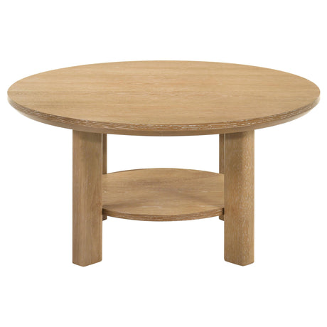 Ottowa Light Oak 36-inch Round Wood Cocktail Coffee Table by Coaster at Eve Furniture