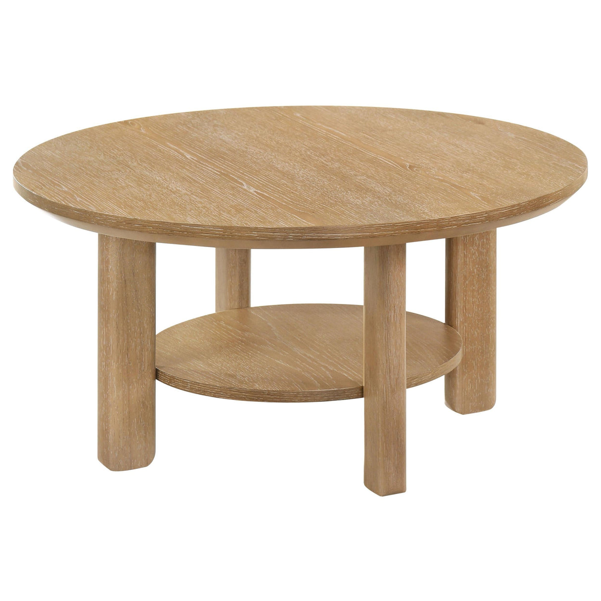 Ottowa Light Oak 36-inch Round Wood Cocktail Coffee Table by Coaster at Eve Furniture