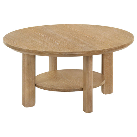 Ottowa Light Oak 36-inch Round Wood Cocktail Coffee Table by Coaster at Eve Furniture