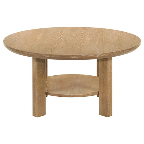 Ottowa Light Oak 36-inch Round Wood Cocktail Coffee Table by Coaster at Eve Furniture