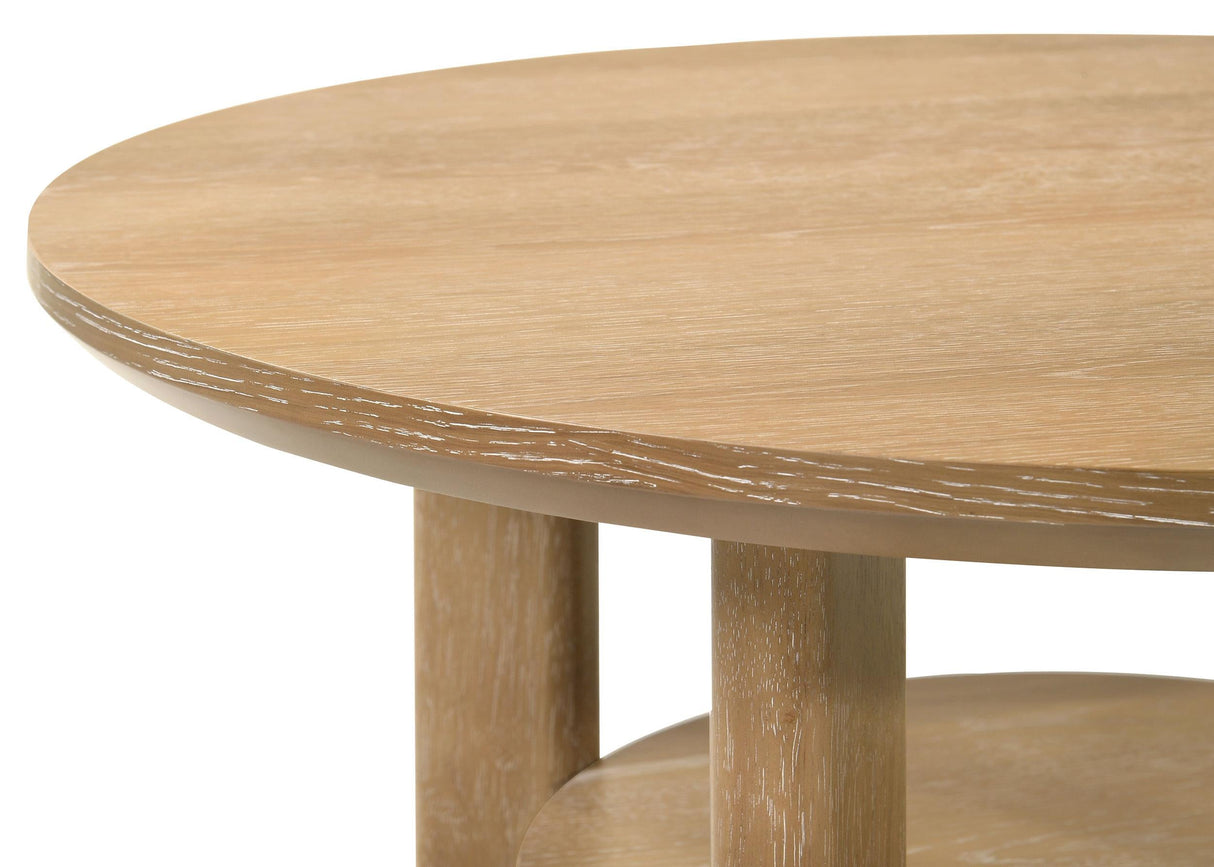 Ottowa Light Oak 36-inch Round Wood Cocktail Coffee Table by Coaster at Eve Furniture