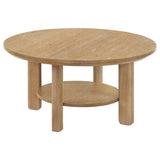 Ottowa Light Oak 36-inch Round Wood Cocktail Coffee Table by Coaster at Eve Furniture