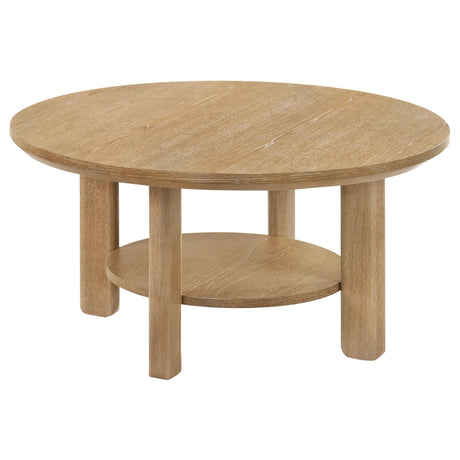Ottowa Light Oak 36-inch Round Wood Cocktail Coffee Table by Coaster at Eve Furniture